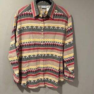 NWT Vintage Backyard Blues western Aztec Men’s Large 90s NEW Collar Button Down